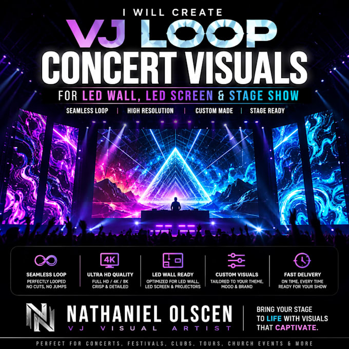 create vj loop concert visuals for led wall, led screen and stage show