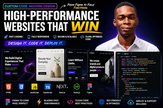build a custom website with modern design and clean code