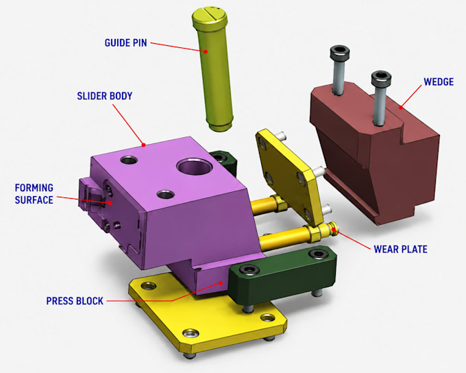 design sliders and lifters for complex injection molds
