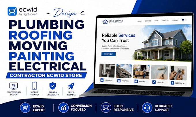 design plumbing roofing moving painting electrical contractor ecwid website
