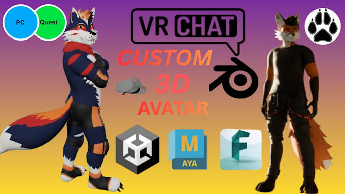 create 3d character, vrchat, furry avatar, and 3d model