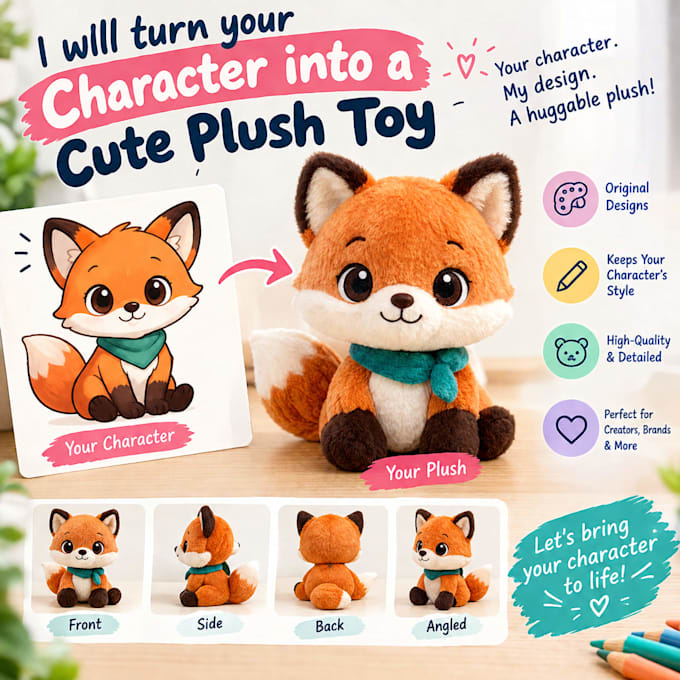 turn your character into a cute plush toy design