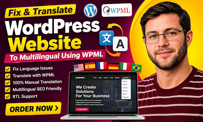 fix and translate wordpress website to muiltilingual using wpml plugin