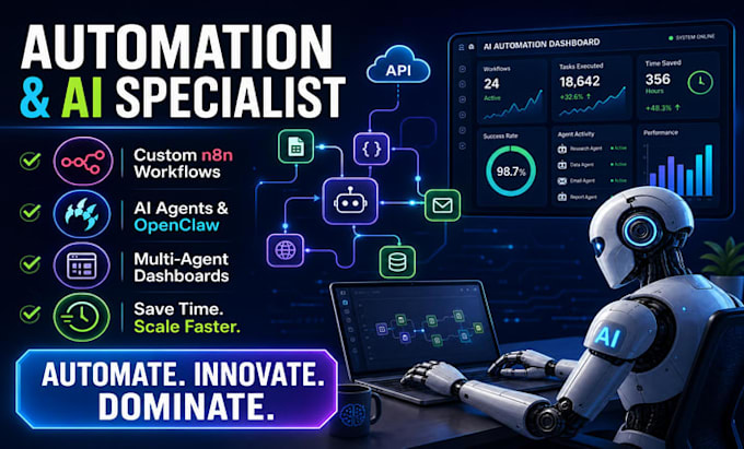 setup ai automation workflows build ai agents, API integration and n8n systems