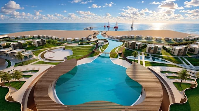 develop resort master plan, recreational park, rv campground cgi render,site map