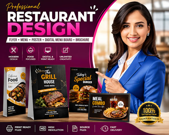 Design restaurant menu flyer food poster digital menu board business ...