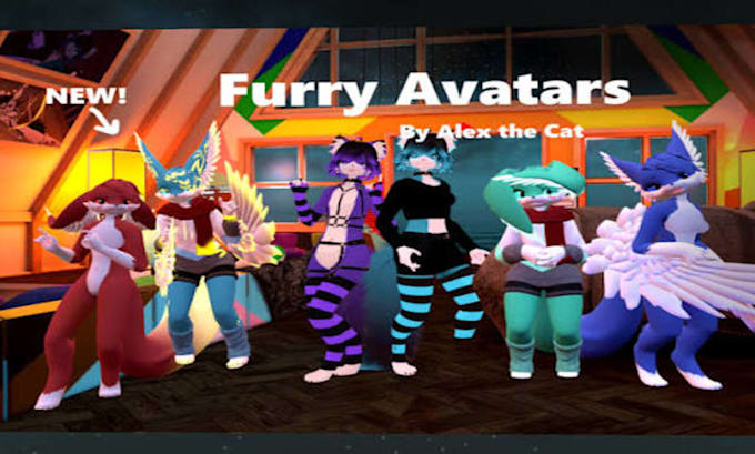 create a custom vrchat furry fursona avatar with rigging and expressions
