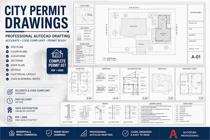 create professional city permit drawings and architectural permit sets