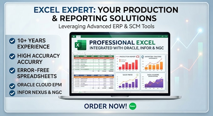 do professional excel data entry, production report, and inventory manage