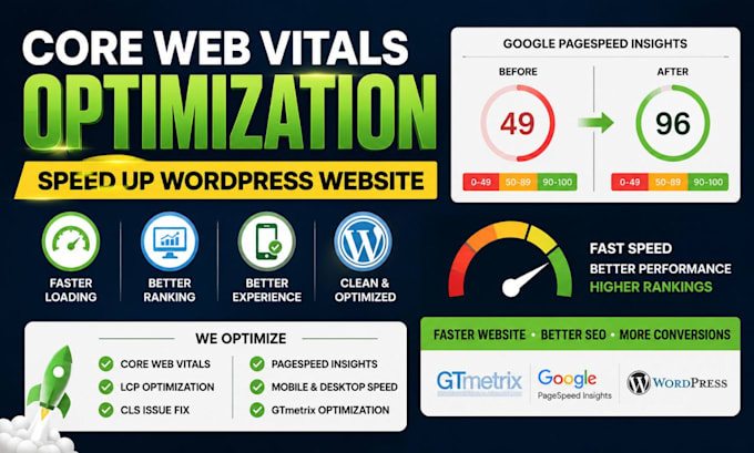optimize wordpress speed and fix core web vitals, lcp and cls