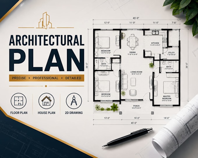 create 2d floor plan, house plan and city permit drawings