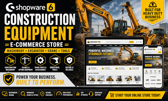 build shopware6 construction equipment machinery excavator crane tools ecommerce