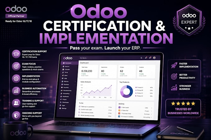 coach you for odoo certification and handle your odoo implementation