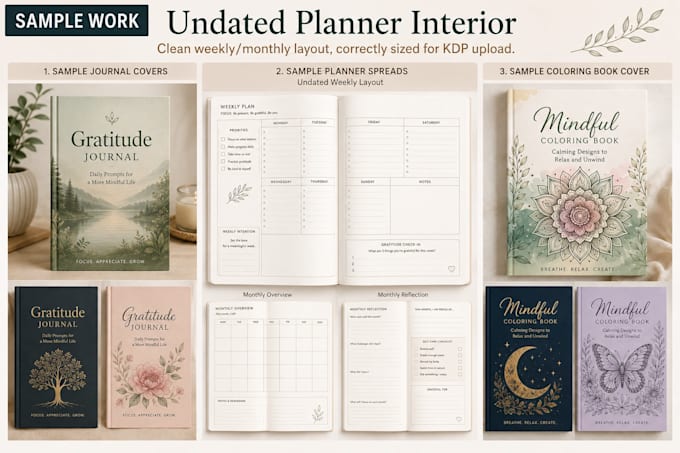 design undated planner interior layout for KDP sellers