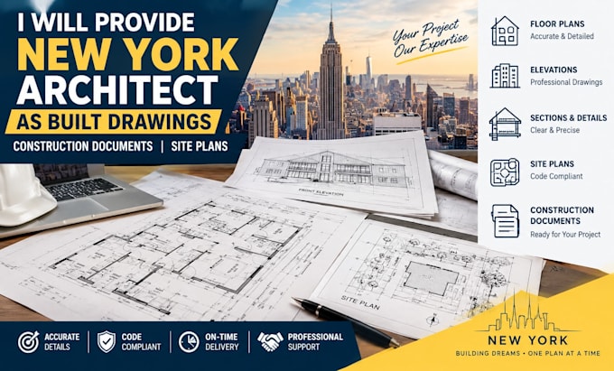 provide new york architect as built drawings construction documents site plans