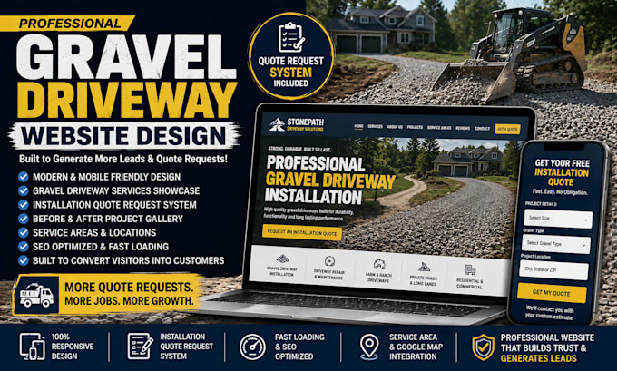 build gravel driveway website with installation quote request system