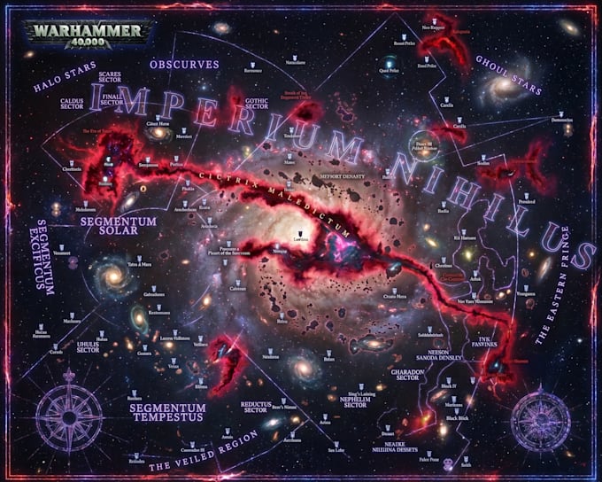 create detailed galaxy map, space map and fantasy world map