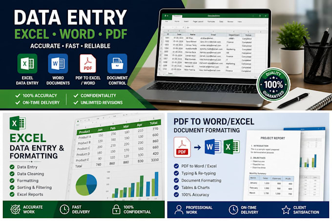 do professional data entry document control excel word tasks