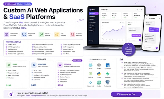 build custom ai web applications ai software and saas platforms