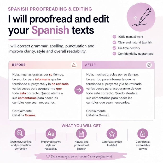 proofread, edit and improve your spanish texts