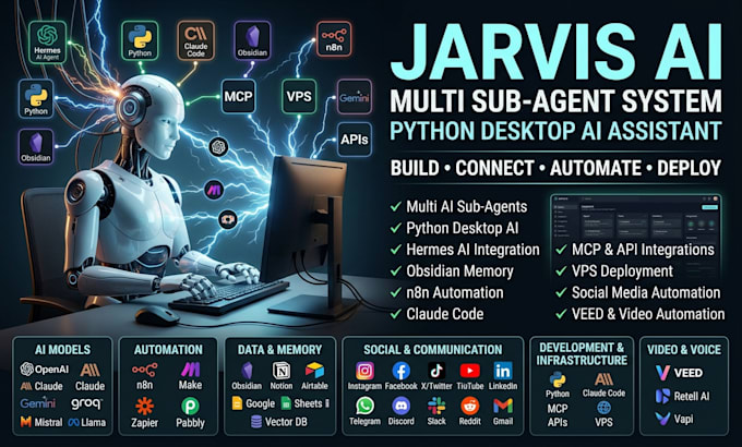 fix setup jarvis ai multi sub agent python desktop ai assistant instagram veed