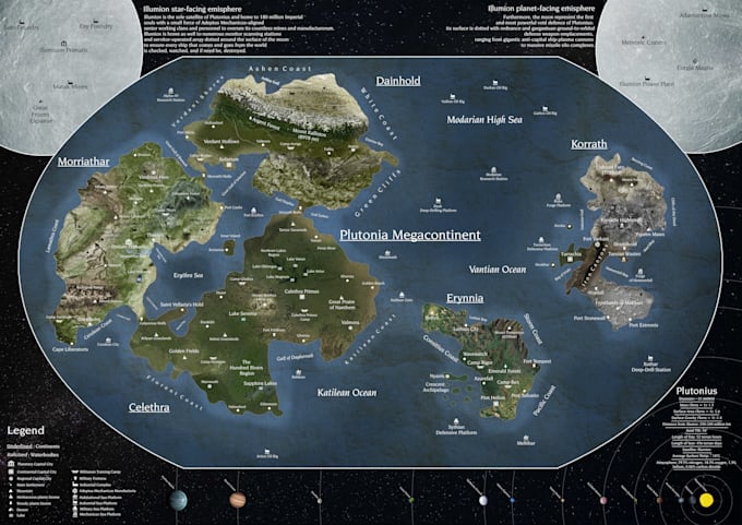 create a detailed sci fi planet map for your world