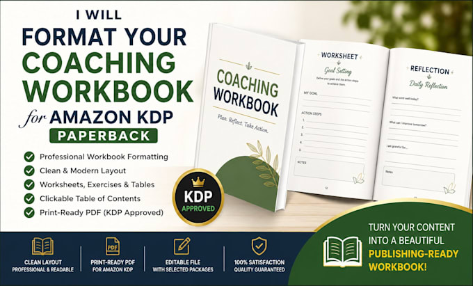 format your coaching workbook for amazon KDP paperback