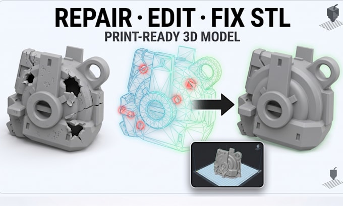 key repair edit stl files fix 3d models cleanup mesh errors for 3d printing
