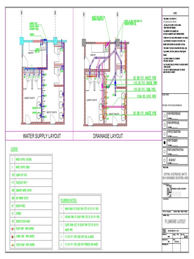 create plumbing permits, plumbing plans and drainages layout in cad