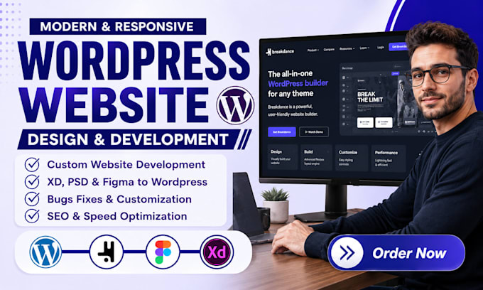 build design redesign fix wordpress breakdance builder website customization