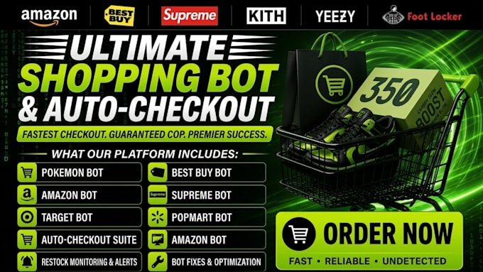 build bestbuy bot, auto checkout bot, pokemon bot, lazada bot, target bot