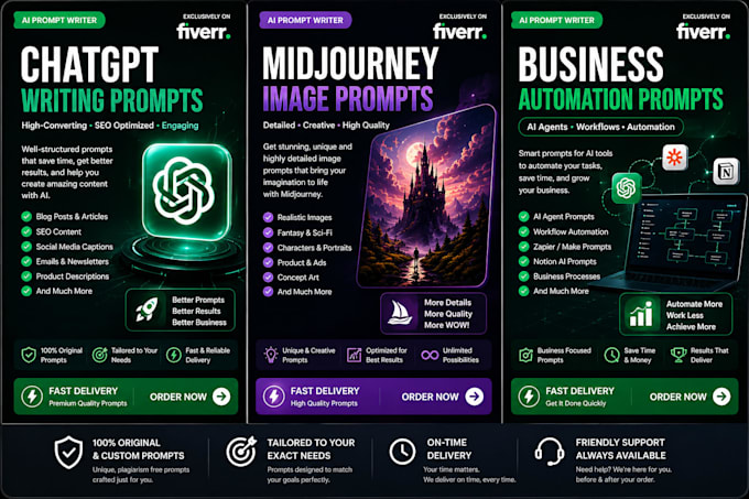 write custom chat gpt and midjourney prompts for any niche