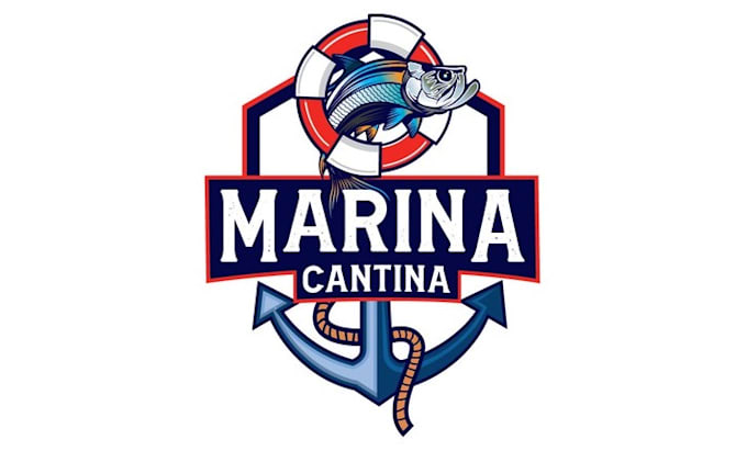make waterfront tiki restaurant logo with nautical theme