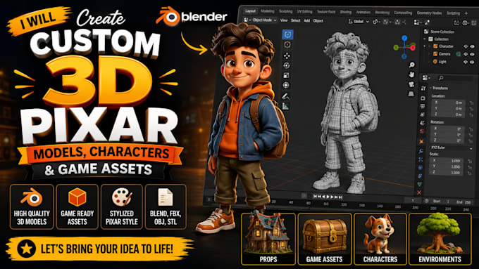 create custom roblox 3d models, characters and game assets