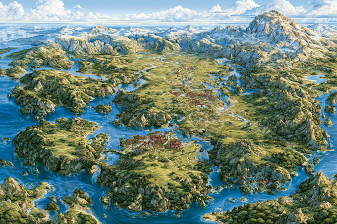 draw a fantasy map illustration