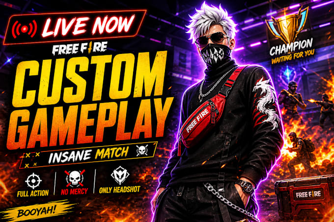 yt live streaming thumbnail for free fire streamers
