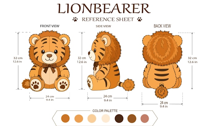 design custom plushie reference sheet stuffed animal furry character ych