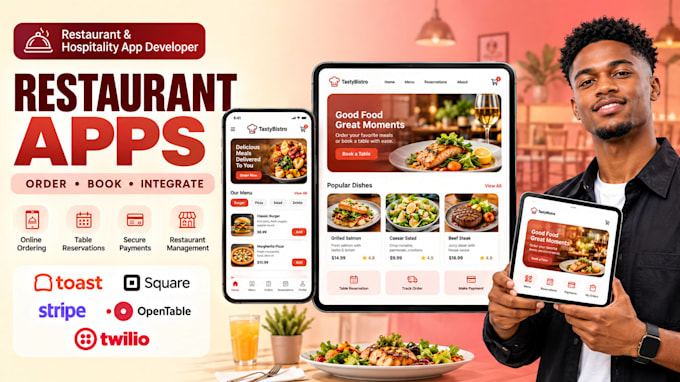 develop restaurant apps with toast, square, stripe and twilio integration