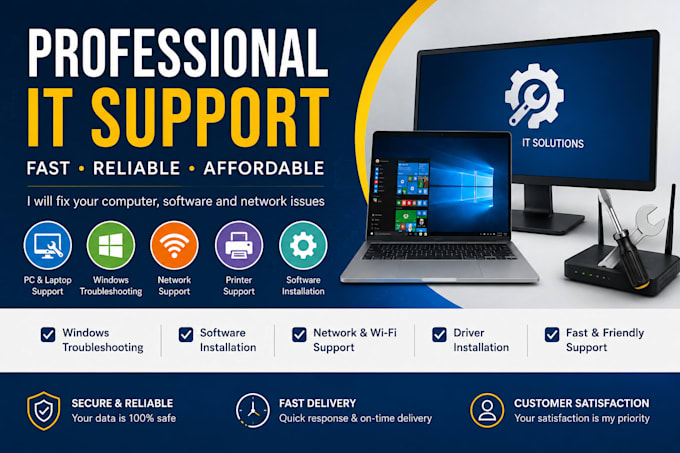 provide it support and fix window software and network issue