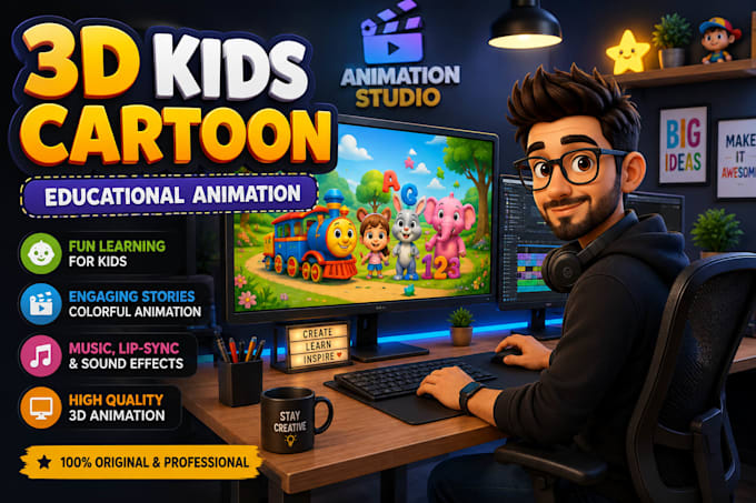 create 3d educational cartoon videos for kids