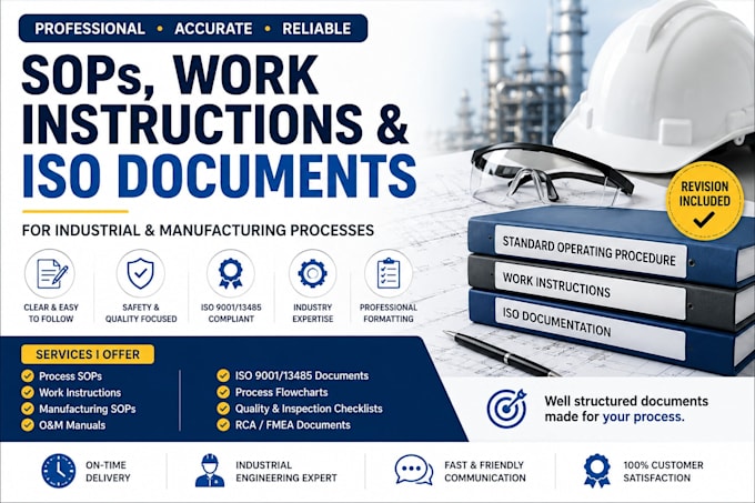 prepare process sops, work instructions and iso documents