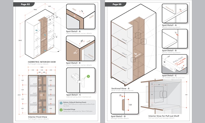 draw custom cabinet shop drawings and cutting list