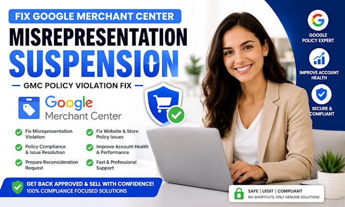 fix google policy violation merchant center misrepresentation  suspension gmc