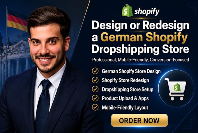 design or redesign a german shopify dropshipping store