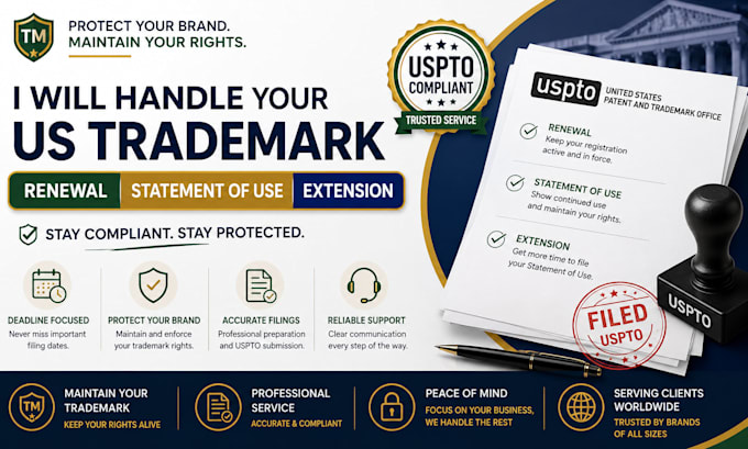 handle your US trademark renewal, statement of use, or extension