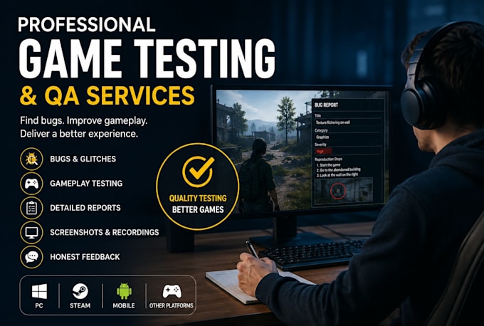 beta test your game as a game tester for QA, bugs and gameplay feedback