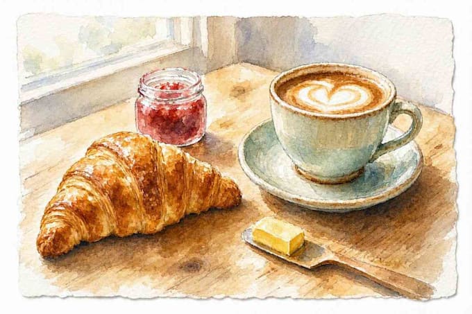 create watercolor food or drink illustration