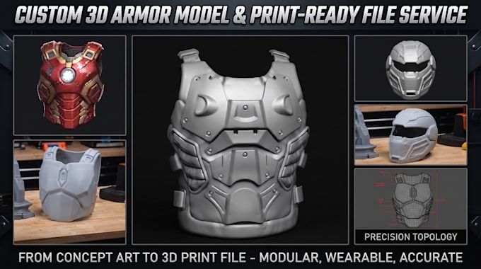 create 3d cosplay armor model, cosplay armor helmet, cosplay armor prop stl