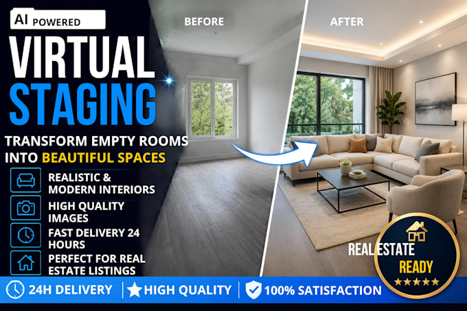 create realistic ai virtual staging for empty real estate photos ,architecture
