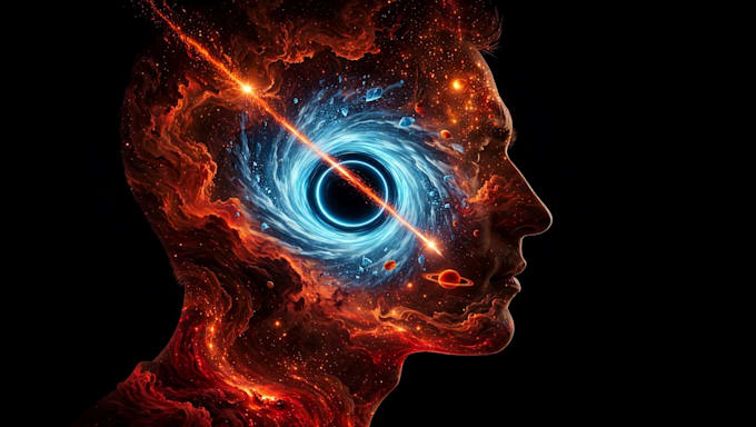 create stunning cosmic surreal double exposure ai art